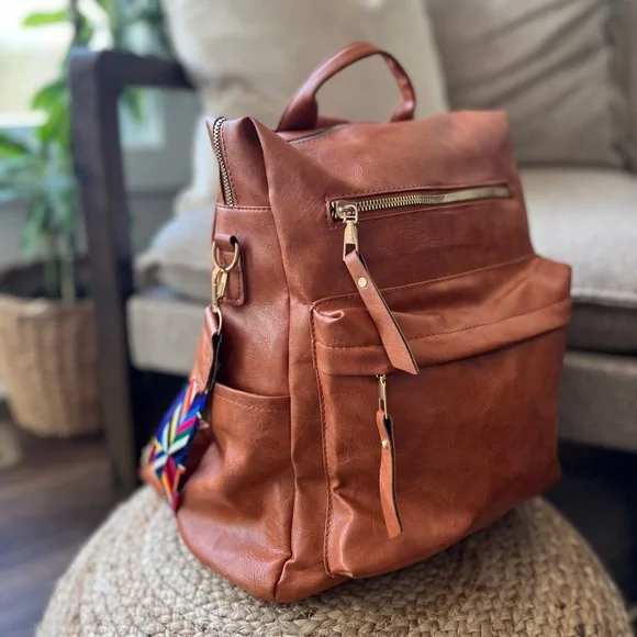Bags | Hempshire Retro Style Brown Backpack Purse With Zipper Pockets Bag New 9s | Poshmark Bags | Hempshire Retro Style Brown Backpack Purse With Zipper Pockets Bag New 9s | Poshmark